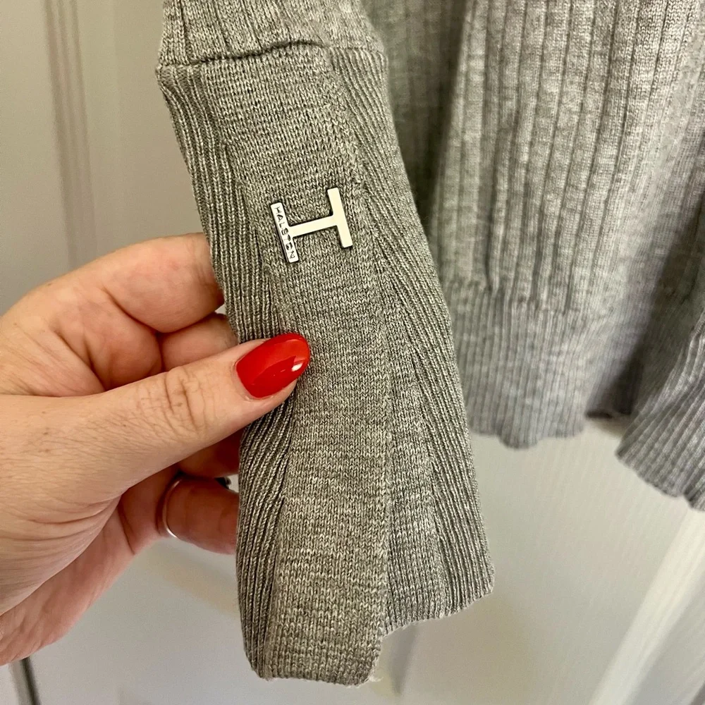 Halston Heritage Heather Gray Ribbed Turtleneck Sweater - Picture 2 of 6